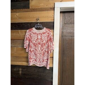 Women's Short sleeve Round Neck Embroidered Red And White Blouse By Solitaire XL